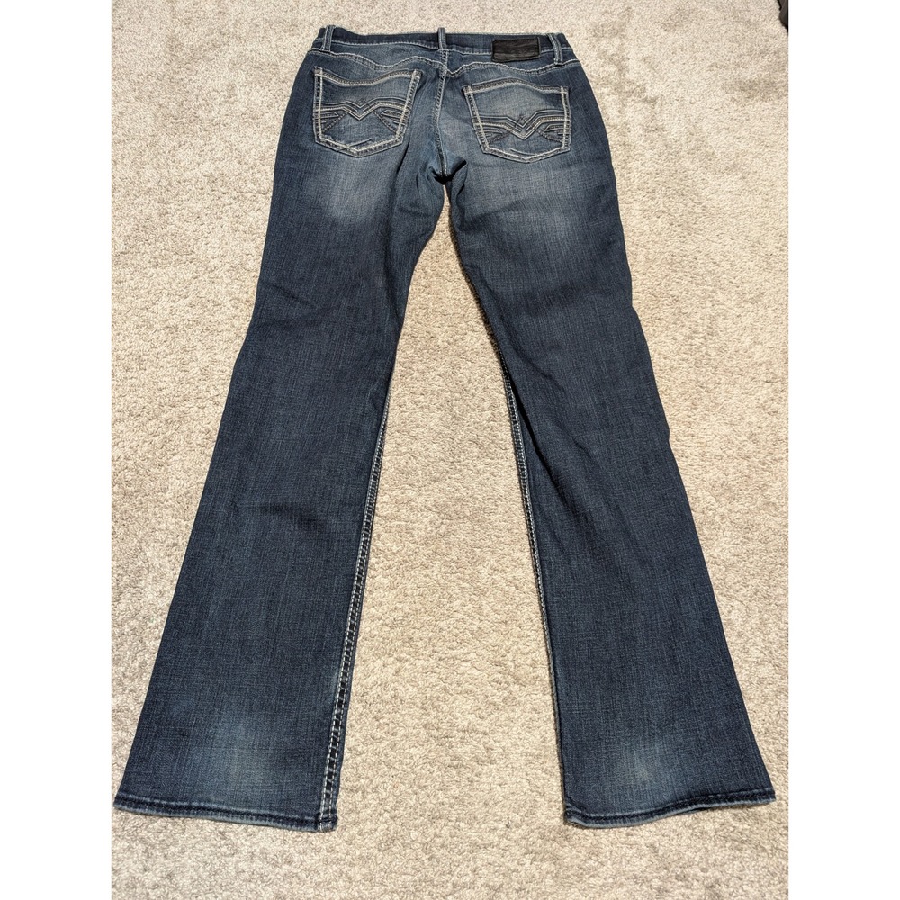 BKE Jeans Mens 32L Blue Jake Straight Leg Stretch Dark Wash Embroidered Casual - Picture 7 of 9